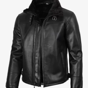 Men’s B3 Bomber Black Shearling Leather Jacket