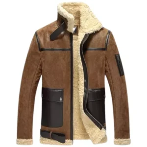 Men’s Leather Aviator Motorcycle Bomber Shearling Jacket