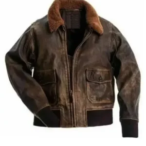 Men Distressed Flight Bomber Jacket