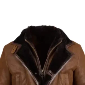 Brown Fur Double Shearling Genuine Leather Coat
