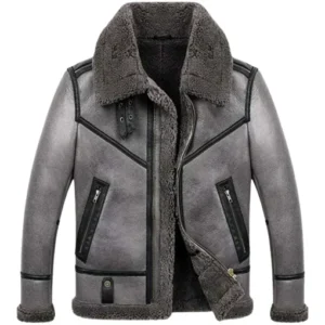B3 Bomber Aviator Pilot Real Sheepskin Shearling Leather Jacket