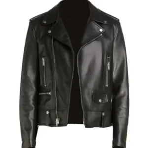 Mens Asymmetrical Biker Leather Jacket
