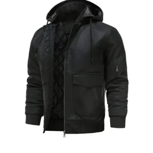 Men’s Black Bomber Hooded Jacket