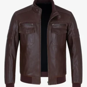 Mens Brown Leather Biker Jacket