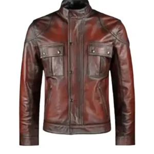 Mens Cafe Racer Distressed Red Jacket
