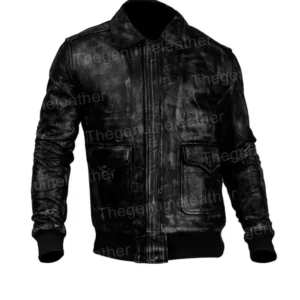 Mens Distressed Black Leather Jacket