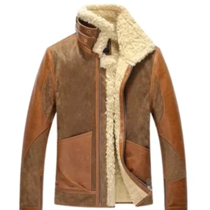 Mens Leather Bomber Warm Pilot Winter Shearling Jacket